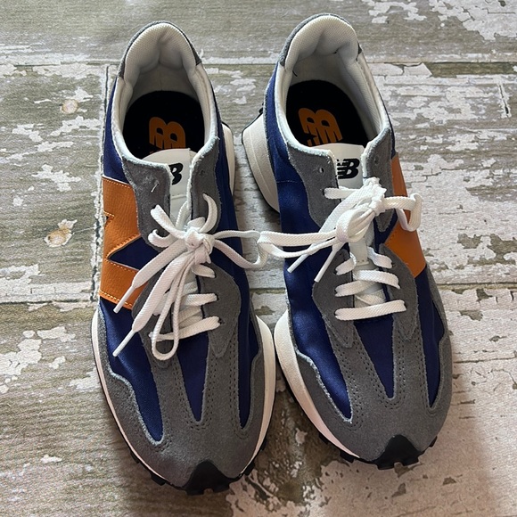 New Balance Shoes - NEW BALANCE womens 327 Navy gray orange retro big logo Athletic sneakers shoes 9